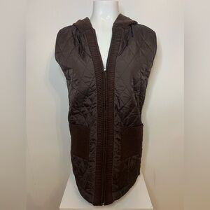 Women’s Sweater/Puffer Best with Hood Brown by Design by NaNa~l Size One Size